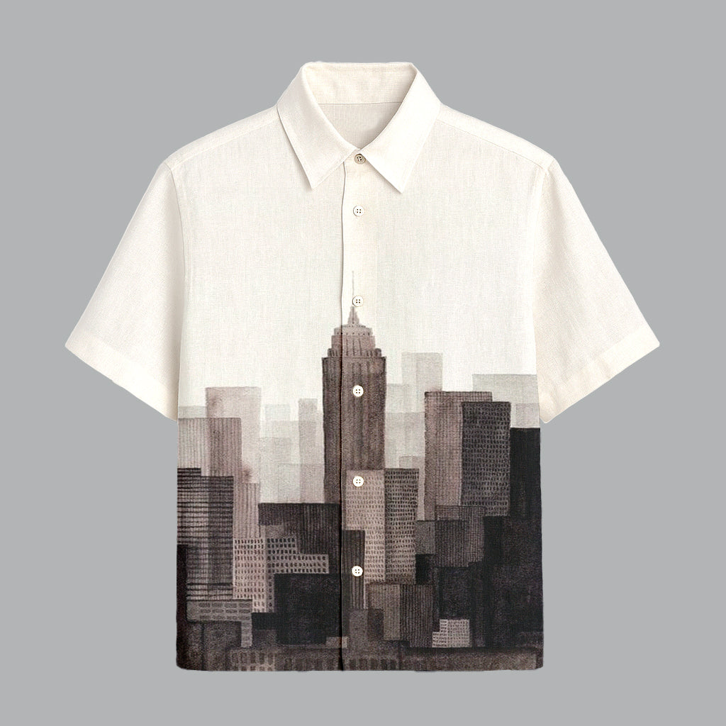 Beige Printed Half Sleeve Shirt