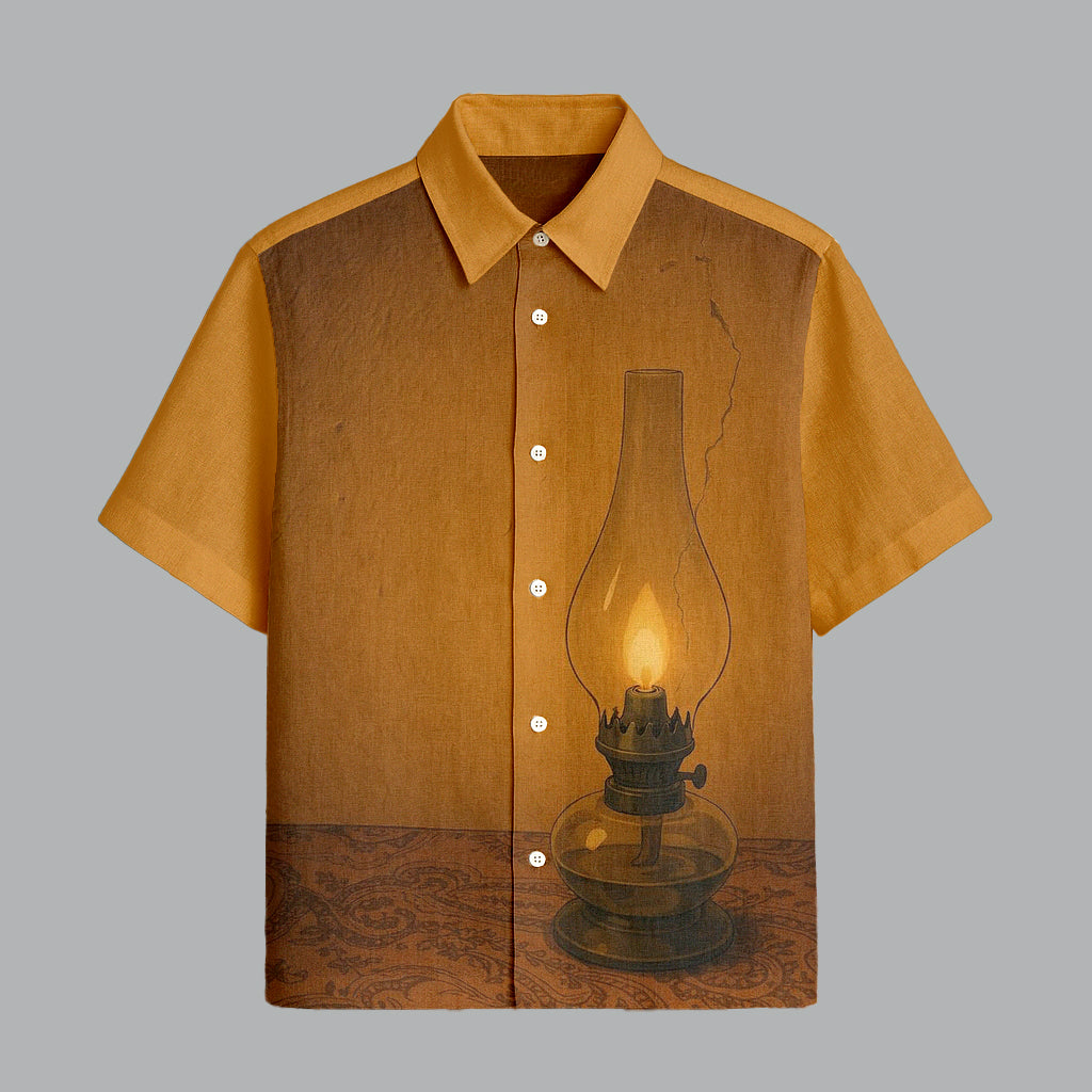 Mustard Printed Half Sleeve Shirt