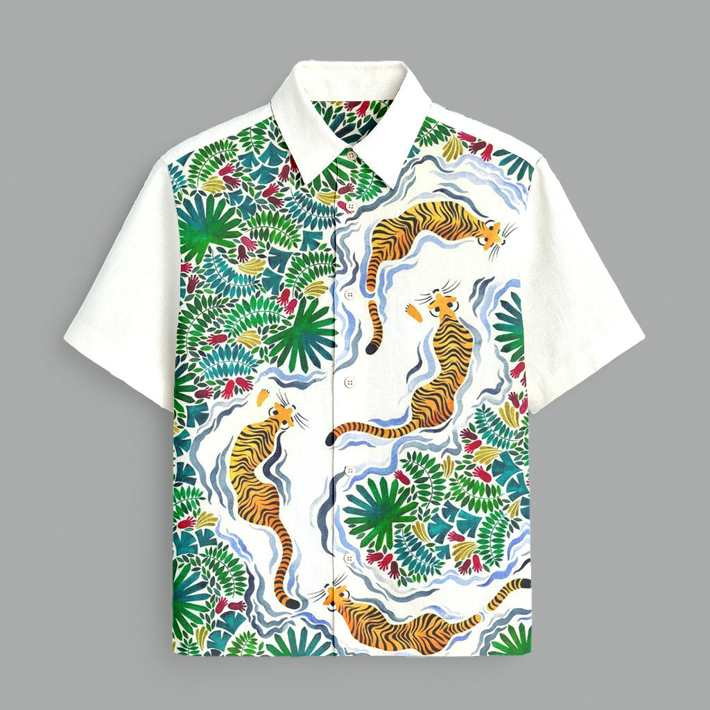 White Printed Half Sleeve Shirt