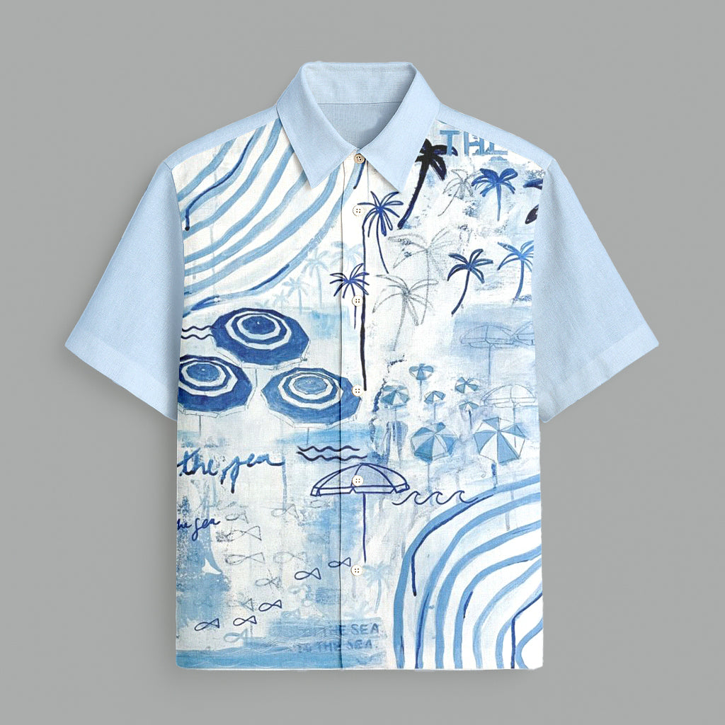 Sky Blue Printed Half Sleeve Shirt