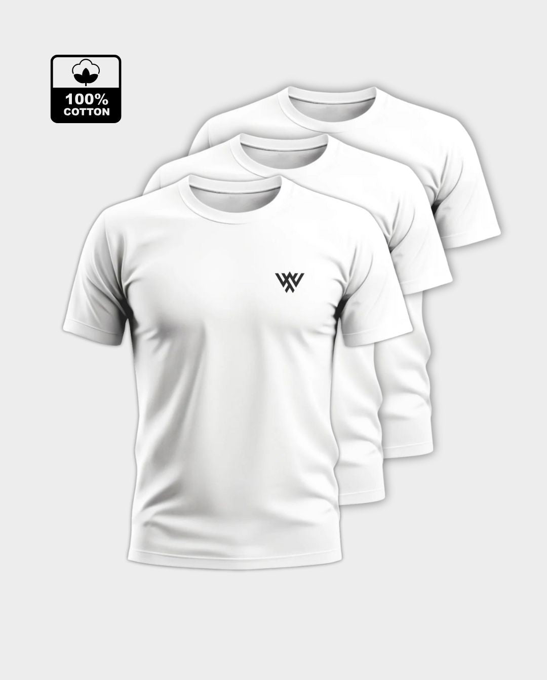 3-Pack Men's Flattering Fit Designer T-Shirt - White