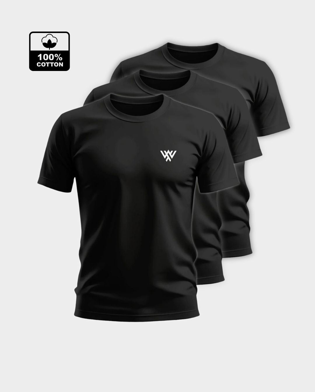 3-Pack Men's Flattering Fit Designer T-Shirt - Black