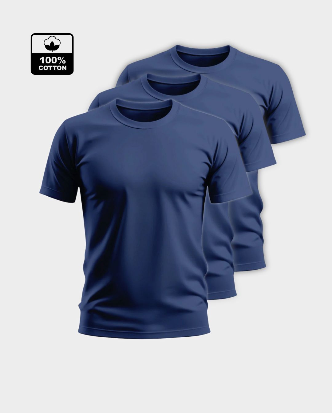 3-Pack Men's Flattering Fit T-Shirt - Navy Blue
