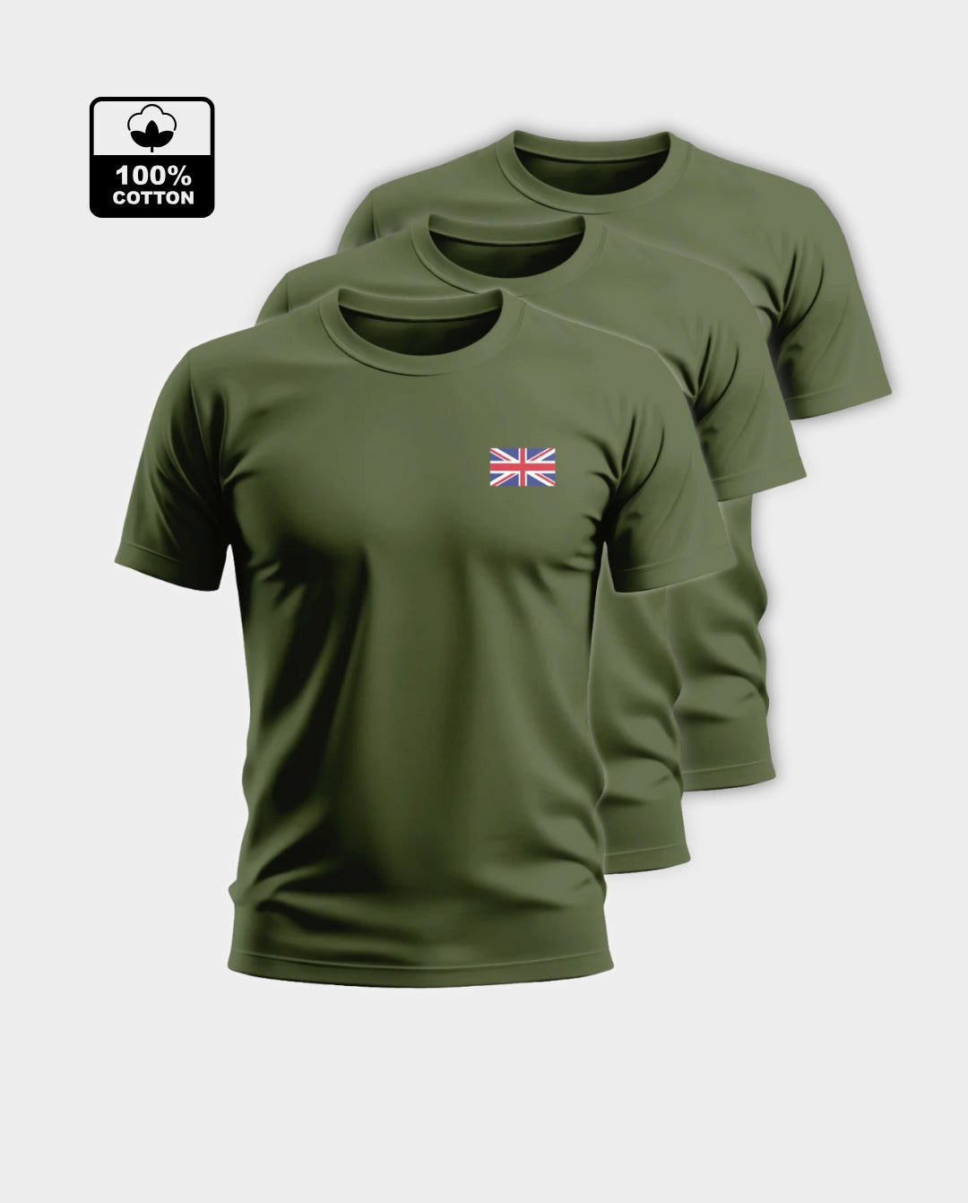 3-Pack Men's Flattering Fit T-Shirt - Olive Green