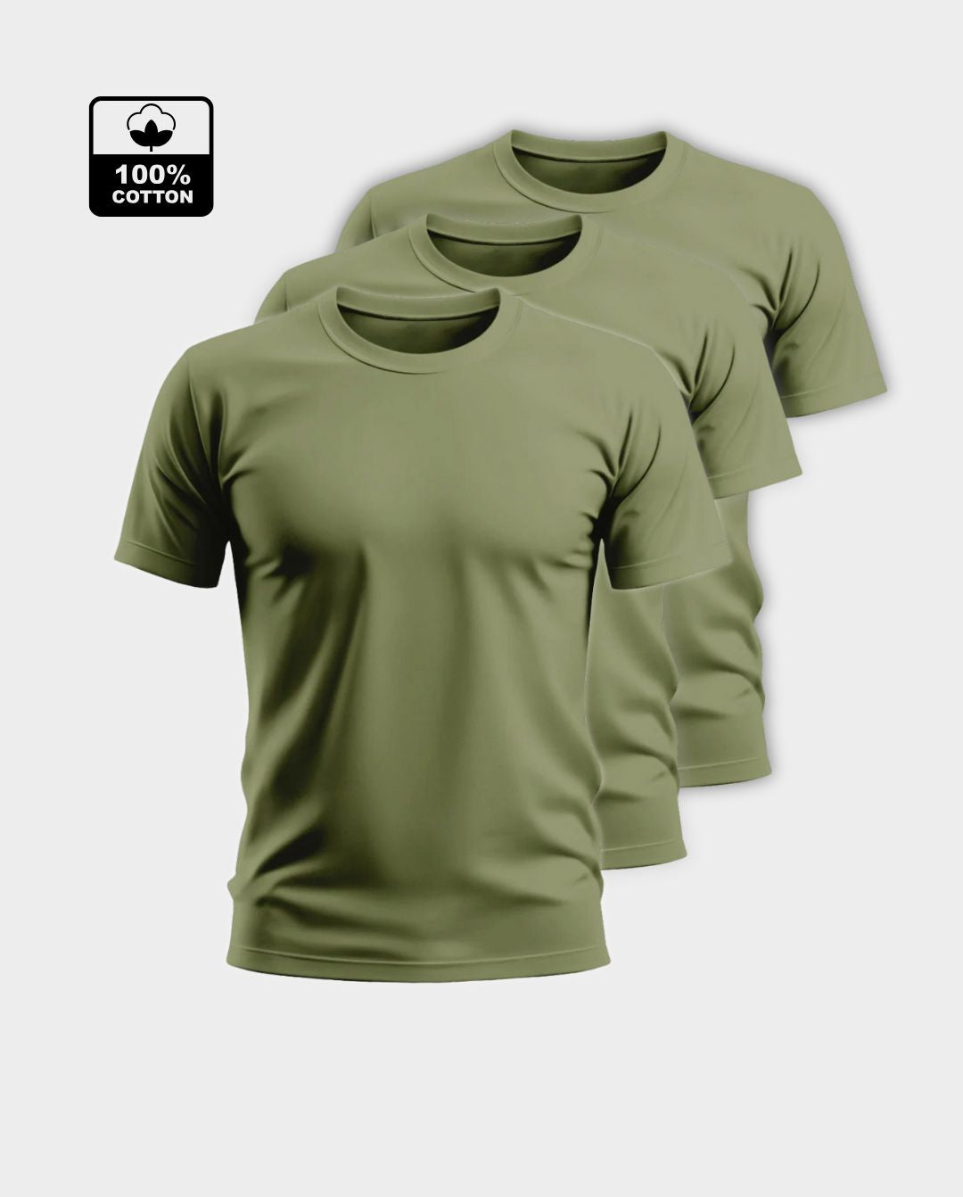 3-Pack Men's Flattering Fit T-Shirt - Olive Green