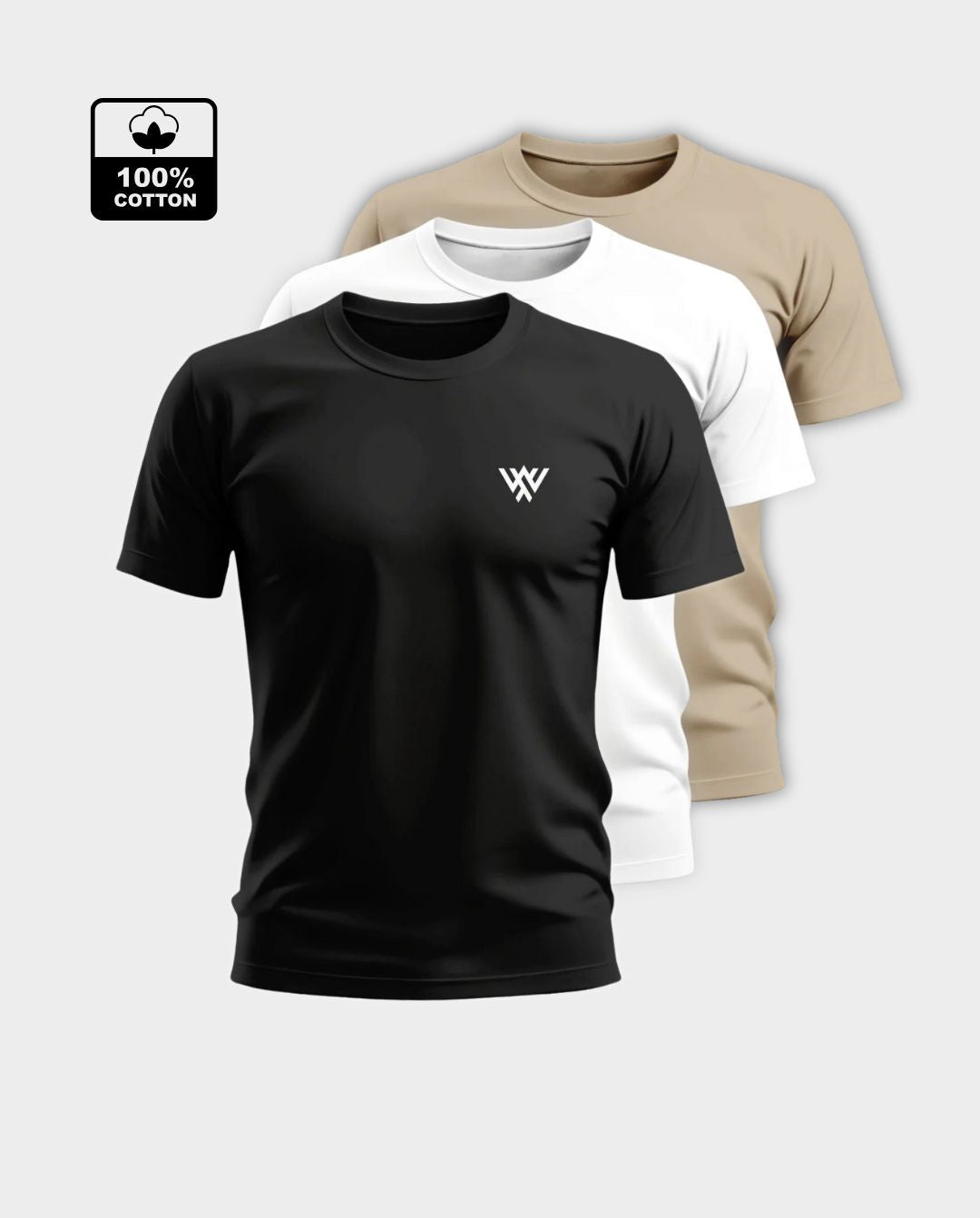 3-Pack Men's Flattering Fit T-Shirt - Black,White And Beige